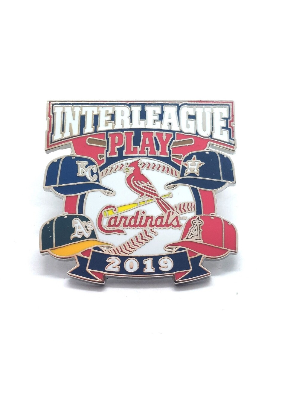 St Louis Cardinals Interleague Play Pin 2019 MLB Baseball KC A’s Astros Angels